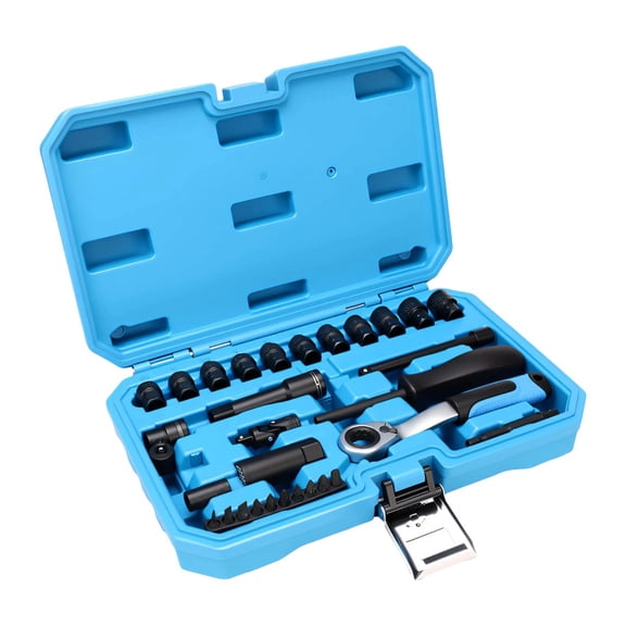 Heavy Duty 12 Point Bidirectional Ratcheting Socket Set Covering 8mm To 24mm Pass Through Design For Quick Direction Change