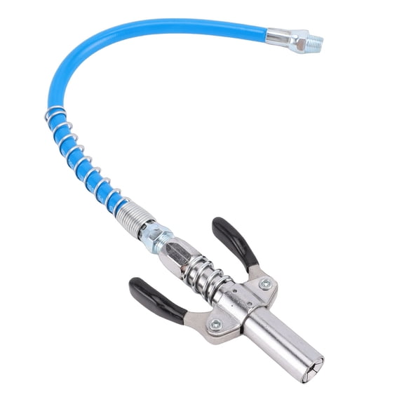 Heavy Duty 12000 PSI Grease Gun Coupler Leakproof Quick Release Lock Fitting with 11.8 inches / 30 cm Spring Hose Flexible Nozzle Extension