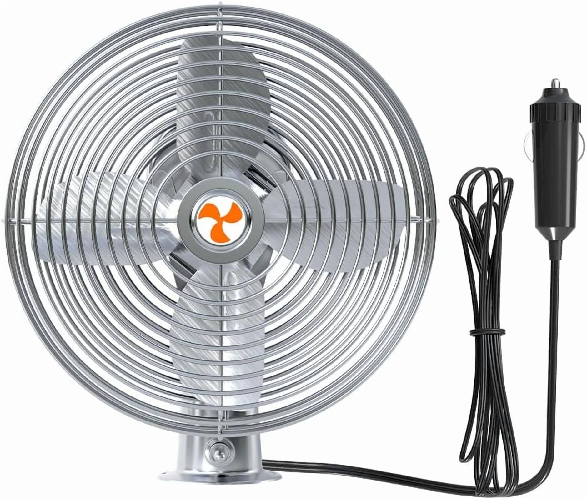Heavy Duty 12V 6" All-Metal 2-Speed Fan, RV, Truck & Car Cigarette Lighter Cooling Fan, Circulates Air (6FT Cord)