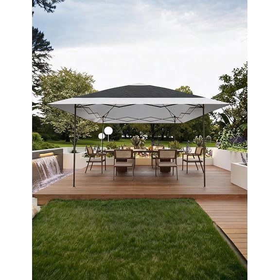 12x12FT Instant Pop Up Canopy Portable Commercial Gazebo Camping Tent Shelter with Sandbags, Stakes, Ropes Grey for Backyard, Deck, Lawn, Parties