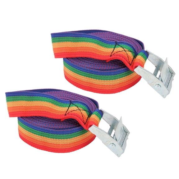 Heavy Duty 13.1ft / 4m Lashing Strap Set with Quick Release Zinc Iron Cam Buckle, Colorful 0.9 inch / 25mm Tie Down Webbing Straps for Cargo Luggage Trailer Utility and Vehicle Roof Rack Securement