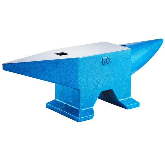 Heavy Duty 132 Lbs Cast Steel Blacksmith Anvil with Round & Square Holes - Forge Tool for Metalworking, Jewelry Making & Professional Equipment