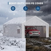 Heavy Duty 13x25x10FT Extra Tall Portable Carport Garage   Galvanized Steel Frame, 6 Roll-Up Zippered Doors, 4 Mesh Windows   Waterproof 180g PE Tarp Vehicle Shelter for Car, Truck, SUV, Boat, RV