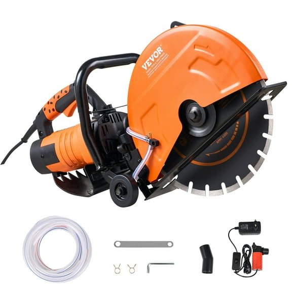 Heavy Duty 14" Concrete Saw Electric, 5" Max Cutting Depth, Wet/Dry Diamond Blade Cutter for Porcelain, Brick, Stone 3200W Motor with Water Pump & Accessories
