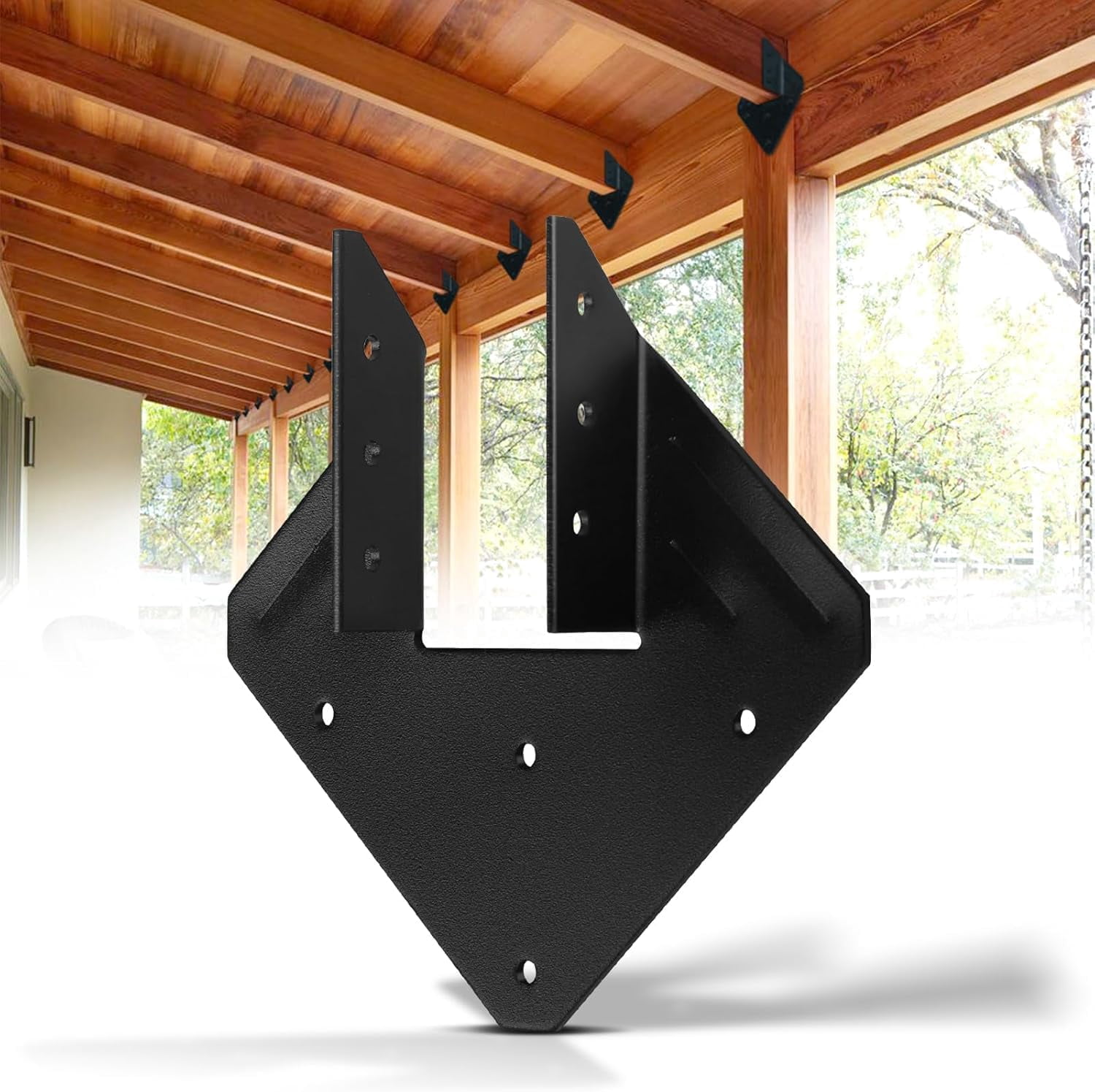 Heavy-Duty 14-Gauge Hurricane Ties for Rafters, 25-Pack Galvanized Structural Straps for Roof Trusses and Deck Joists, Black Powder Coated