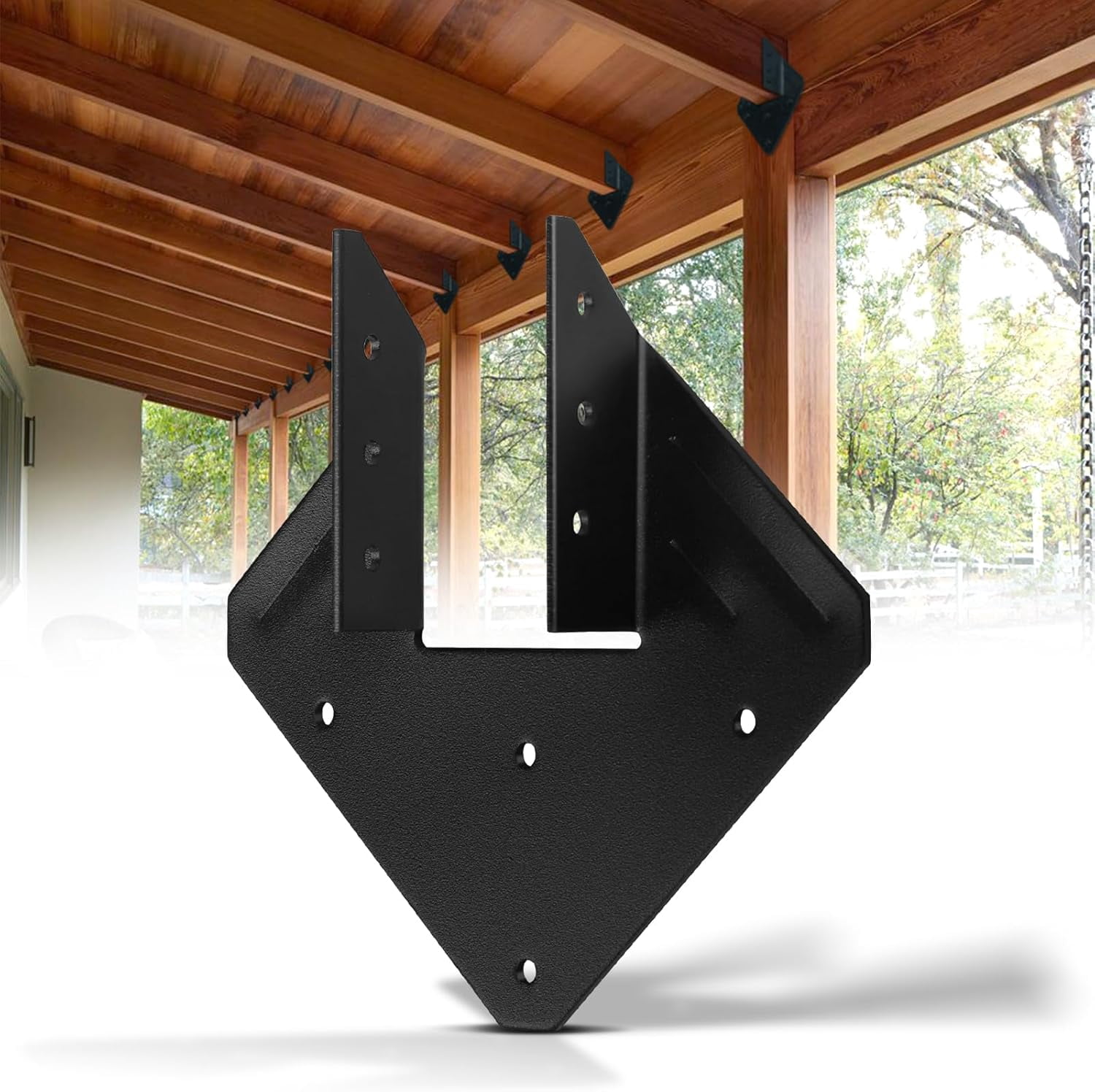 Heavy-Duty 14-Gauge Hurricane Ties for Rafters, 25-Pack Galvanized Structural Straps for Roof Trusses and Deck Joists, Black Powder Coated