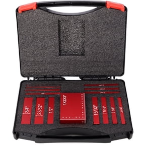 Heavy-Duty 15-Piece Height Gauge Block Set in Aluminum with Laser Engraved Markings for Woodworking and Tool Setup