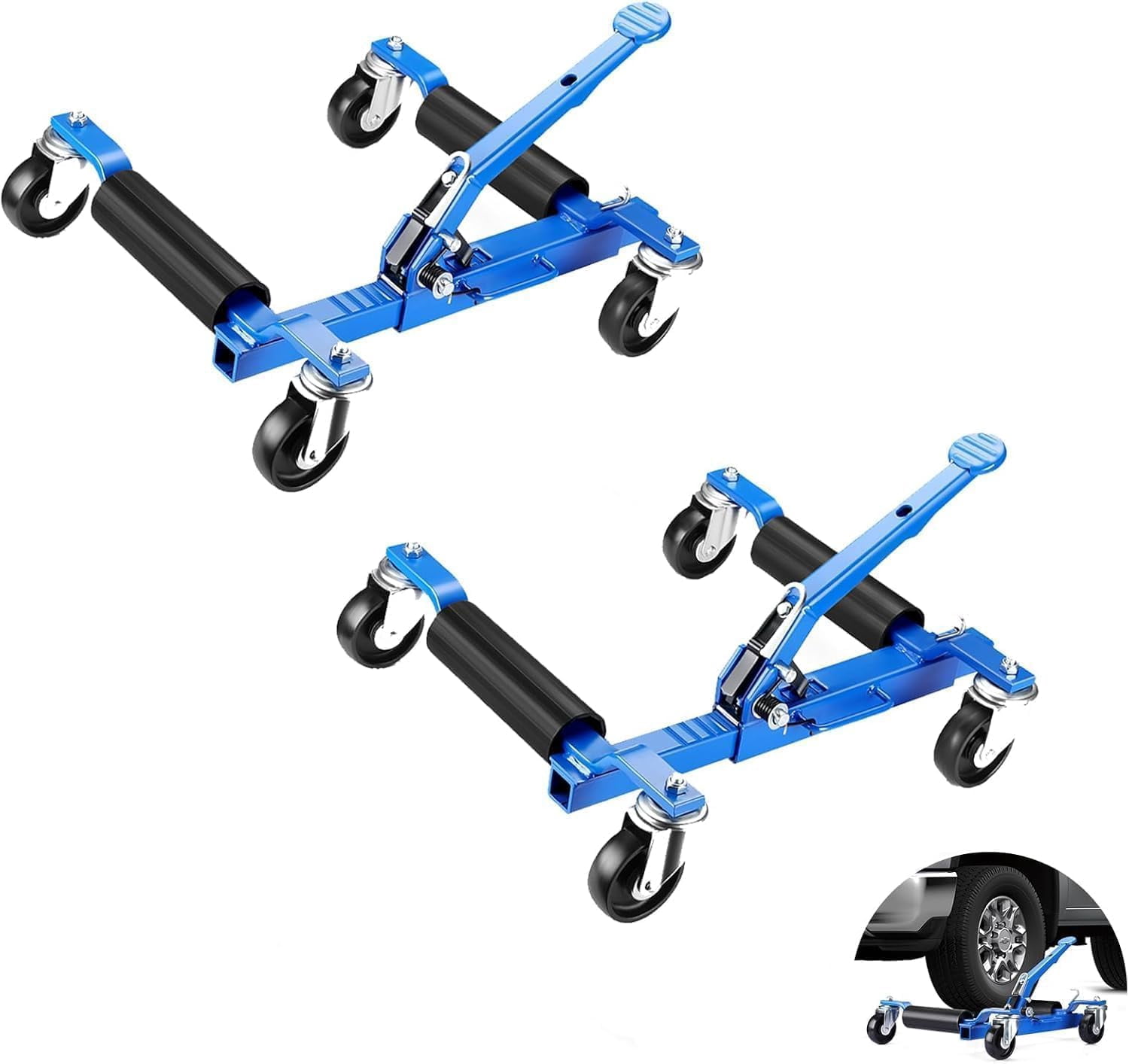 Heavy Duty 1500 lb Car Wheel Dolly Jack Set – 360° Rotating Wheels with ...