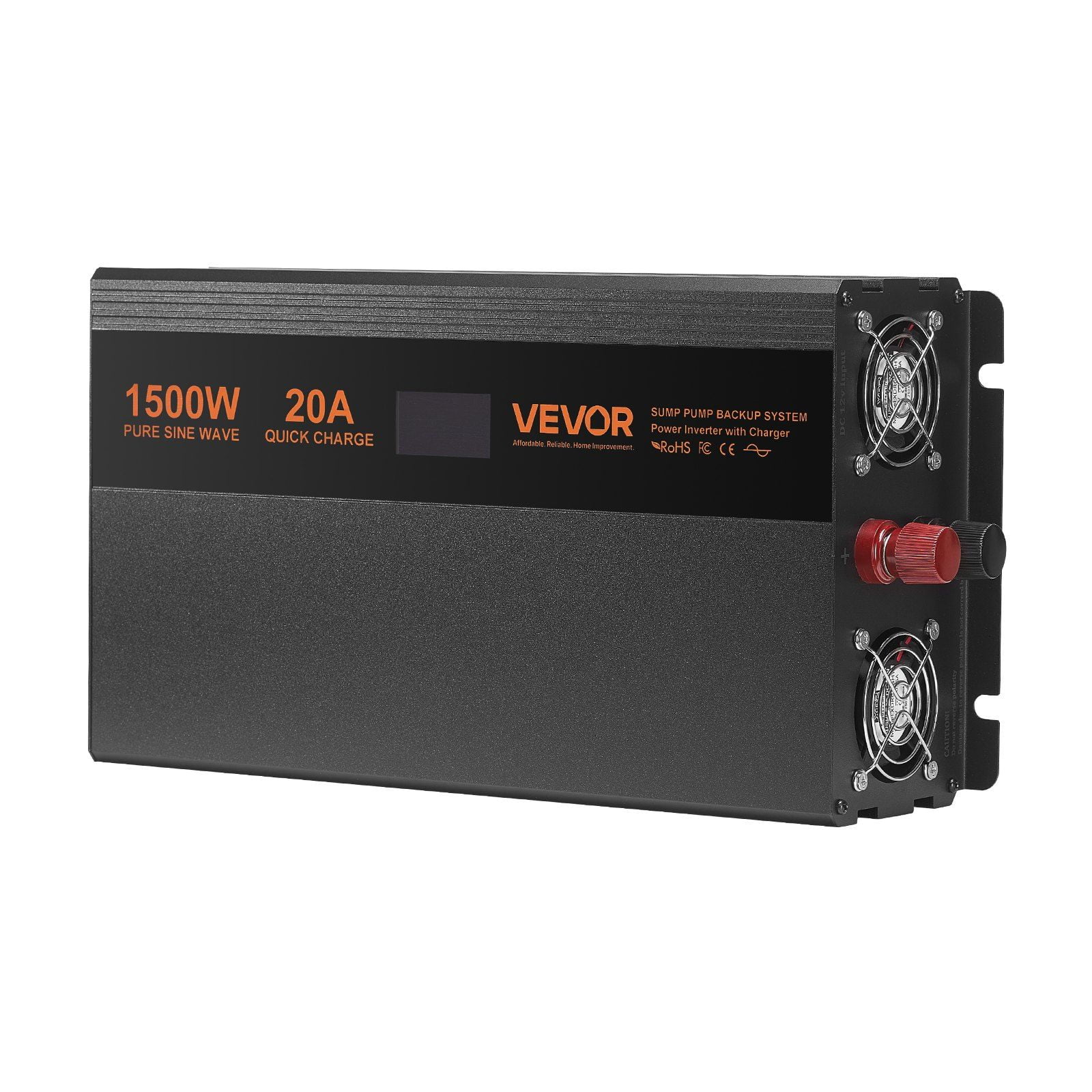 Heavy Duty 1500W Sump Pump Battery Backup with LCD, Auto Switch to Battery & Inverter for Uninterrupted Operation