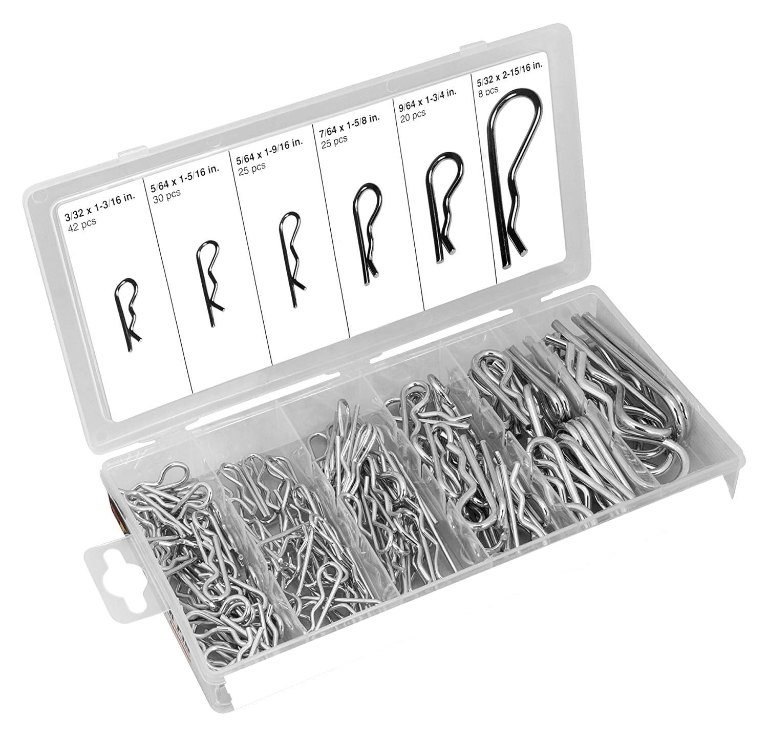Heavy Duty 150pc Galvanized Mechanical Hair Pin Clip Assortment Set 6 Different Sizes