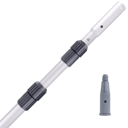 WaterJingle 15 ft Aluminum Alloy Telescopic Pool Pole, Adjustable 7.2-15 ft, Heavy Duty Universal Fit, Silver