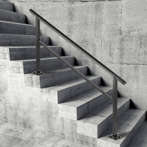 Heavy-Duty 165LBS Outdoor Handrail, Aluminum Stair Railing 60x35", Adjustable 0-30, for 4-5 Steps, with Secure Screw Kit