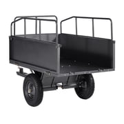 Garden Utility Trailer, 17 Cu. Ft & 600lbs Capacity, ATV UTV Hauling Trailer, Tow Behind Steel Dump Cart with 16" Tires, Hand Pull or Foot Pedal, Heavy Duty Yard Trailers for Lawn Mower Tractor