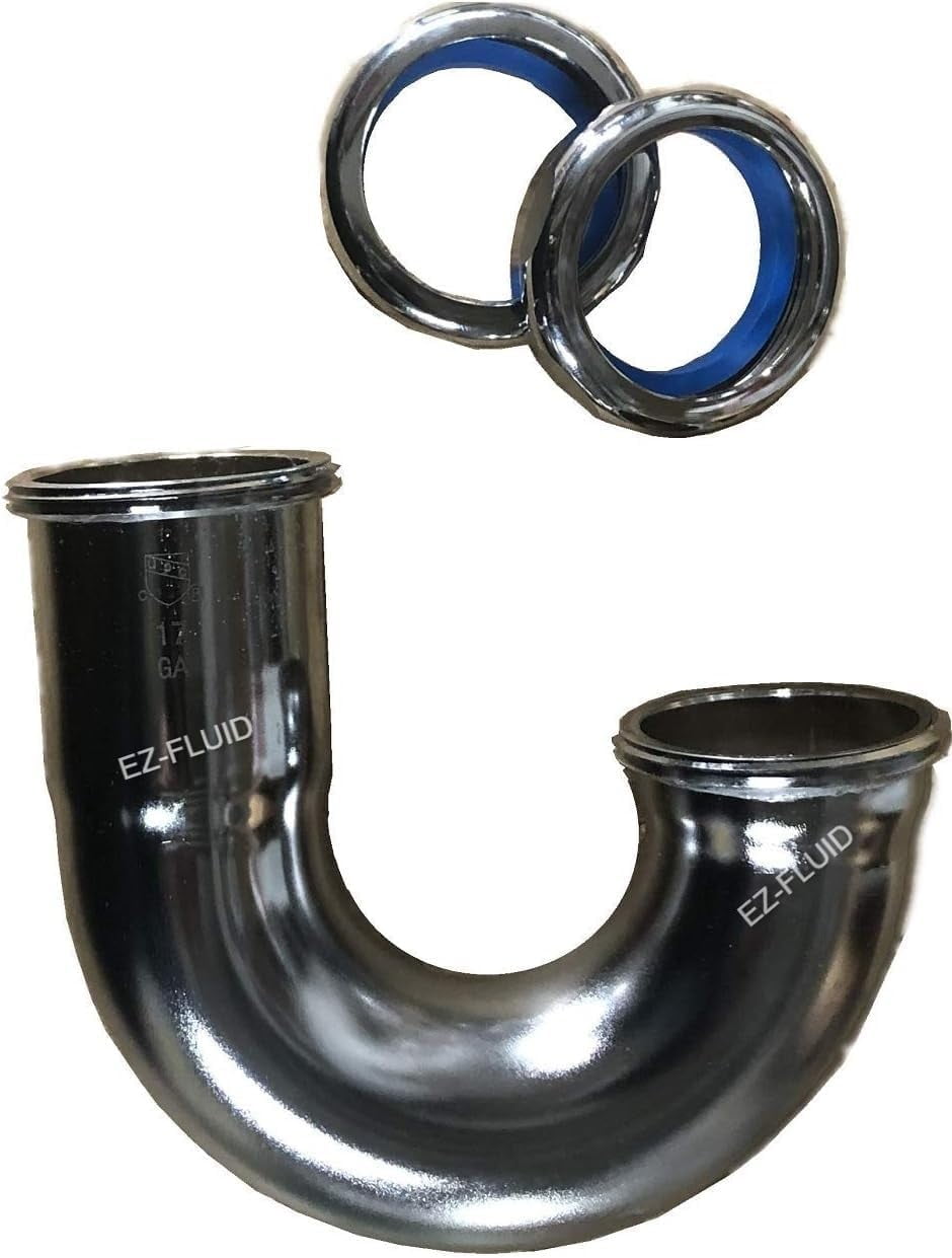 Heavy Duty 17 Gauge Low Profile Sink Trap J Bend Thick Brass Tubular w