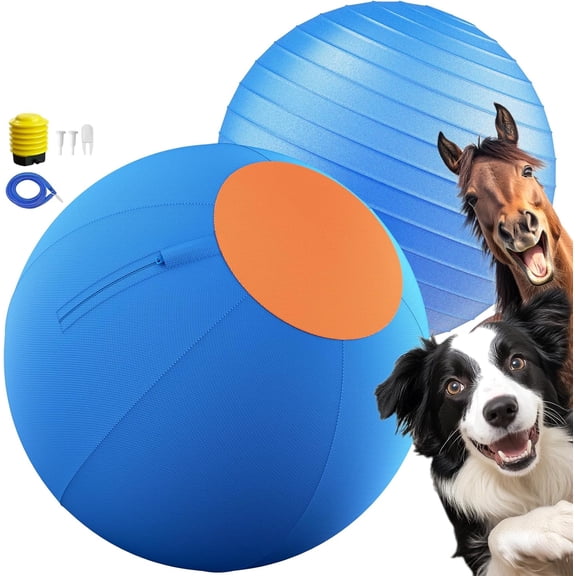 Heavy-Duty 18" Herding Ball for Dogs, Chew Resistant with 5 Repair Patches, Agility Equipment for Australian Shepherds & Collies (1pc, Blue)
