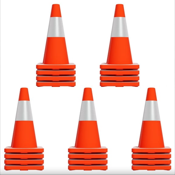 Heavy Duty 18 Inch Orange Traffic Safety Cones 20 Count, Flexible PVC Road Cones with 10.8 Inch Square Base, Multipurpose Construction & Parking Lot Control Marker Cones