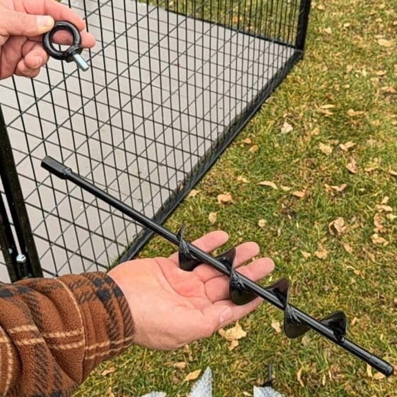 Heavy Duty 18" Kennel Screw In Ground Securing Stakes (4-Pack)