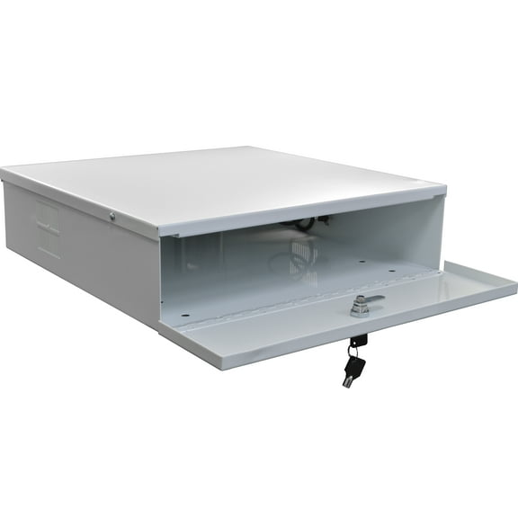 Heavy Duty 18" x 18" x 5" DVR Security Lock Box 16 Gauge with Exhaust Fan for CCTV Security Systems - White