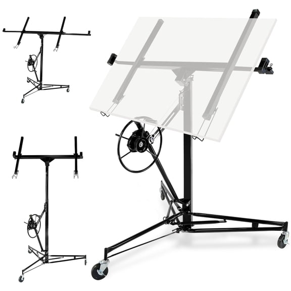 Heavy Duty 18FT Drywall Lift – 150 lb Capacity Sheetrock Panel Hoist with Telescopic Arm & Locking Wheels