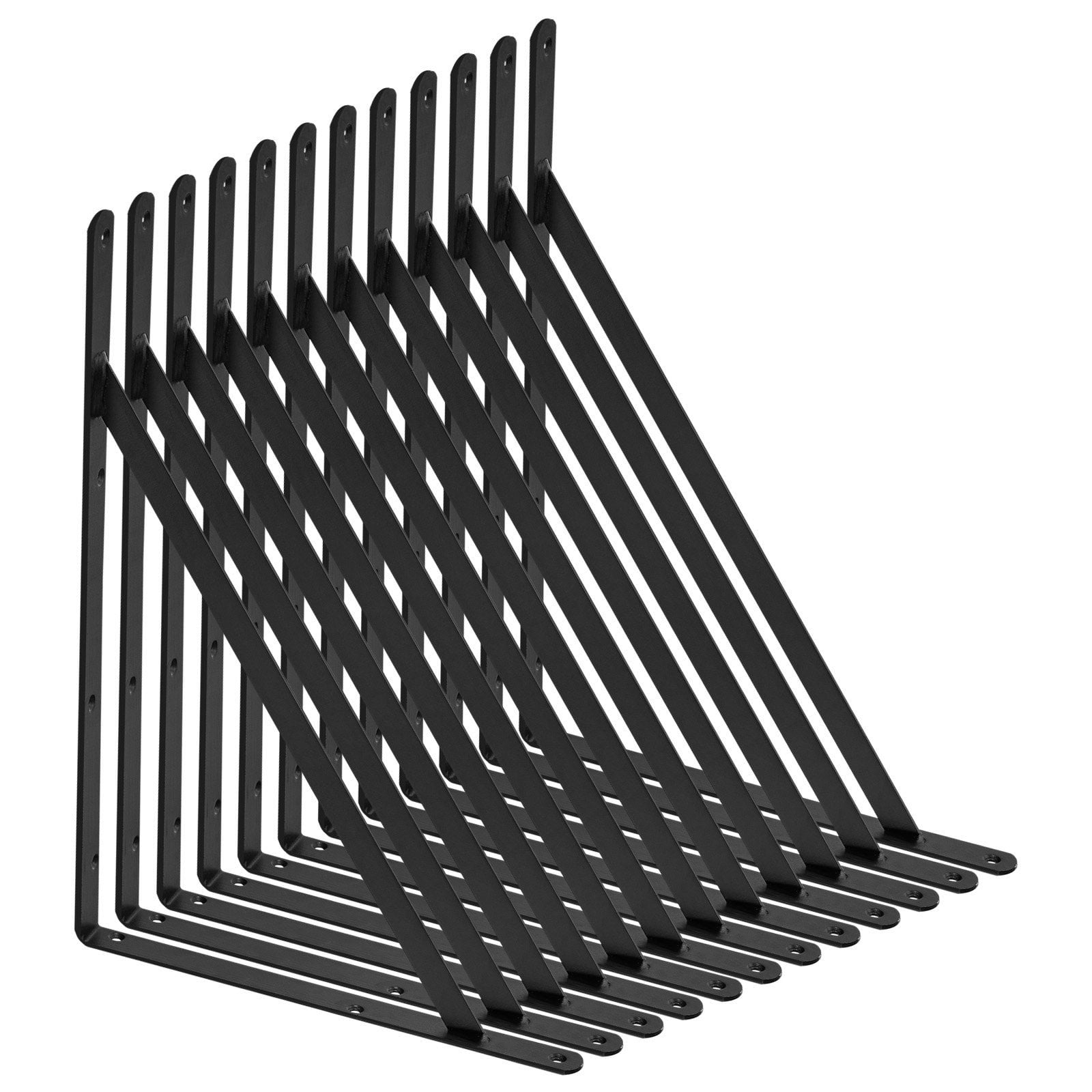Heavy Duty 18x12 Inch Floating Shelf Brackets 12 Pcs Matte Black Steel 3mm Thick 160 lbs Load Capacity