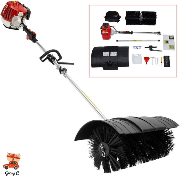 Heavy Duty 2.3HP Power Sweeper 52cc Handheld Gas Powered Broom Snow Dirt Walkway