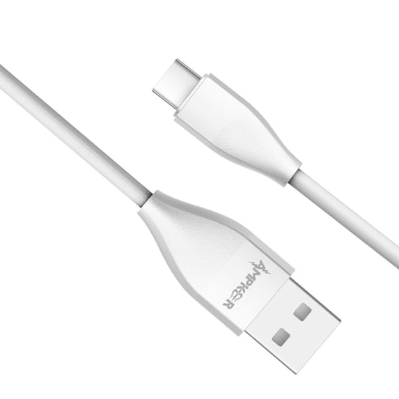 Heavy Duty (2.4A Fast Charging Data Transfer) Type-C to USB Cable for Samsung Galaxy S10, S10+ Plus, S10e - 3.3 Feet - White