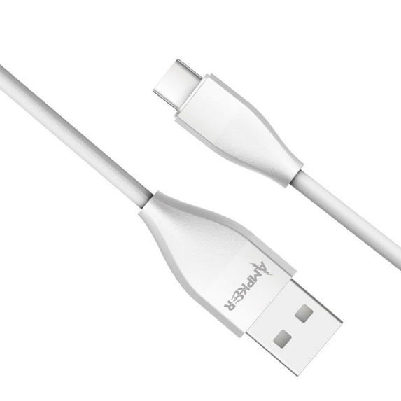 Heavy Duty (2.4A Fast Charging Data Transfer) Type-C to USB Cable for Samsung Galaxy S21, S21+ Plus, S21 Ultra - 5 Feet - White