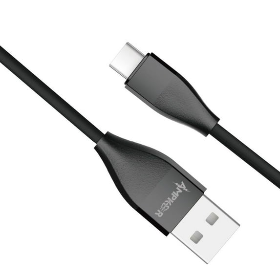 Heavy Duty (2.4A Fast Charging Data Transfer) Type-C to USB Cable for Visible Midnight - 5 Feet - Black