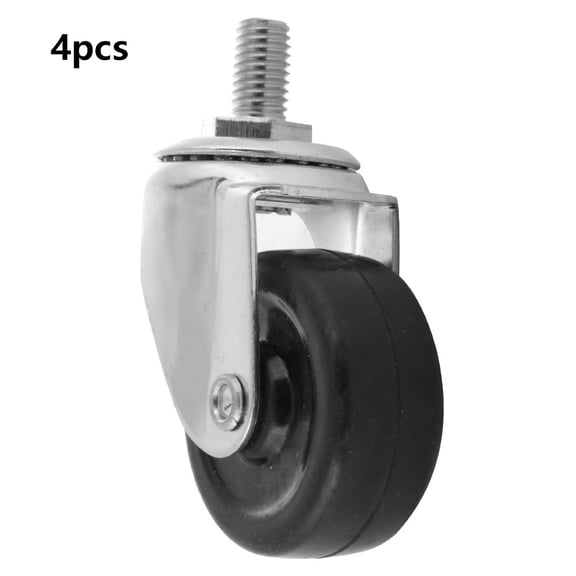 Heavy Duty 2 Inch Swivel Caster Rubber Threaded Stem Roller Wheels for Trolley & Furniture, Quiet Double Ball Bearing Castors (5x5x9 cm / 1.97x1.97x3.54 Inches), 4-Pack