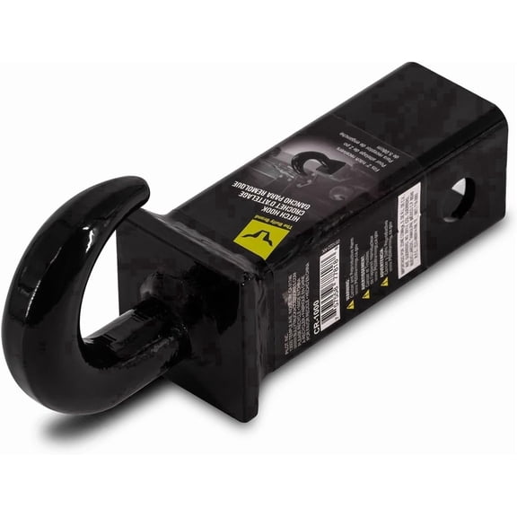 Cobra-Tek Heavy-Duty 2-inch Tow Hook with 2x2 Shank - 10k lbs Capacity, Universal for 2in Receivers, Black Powder Coat