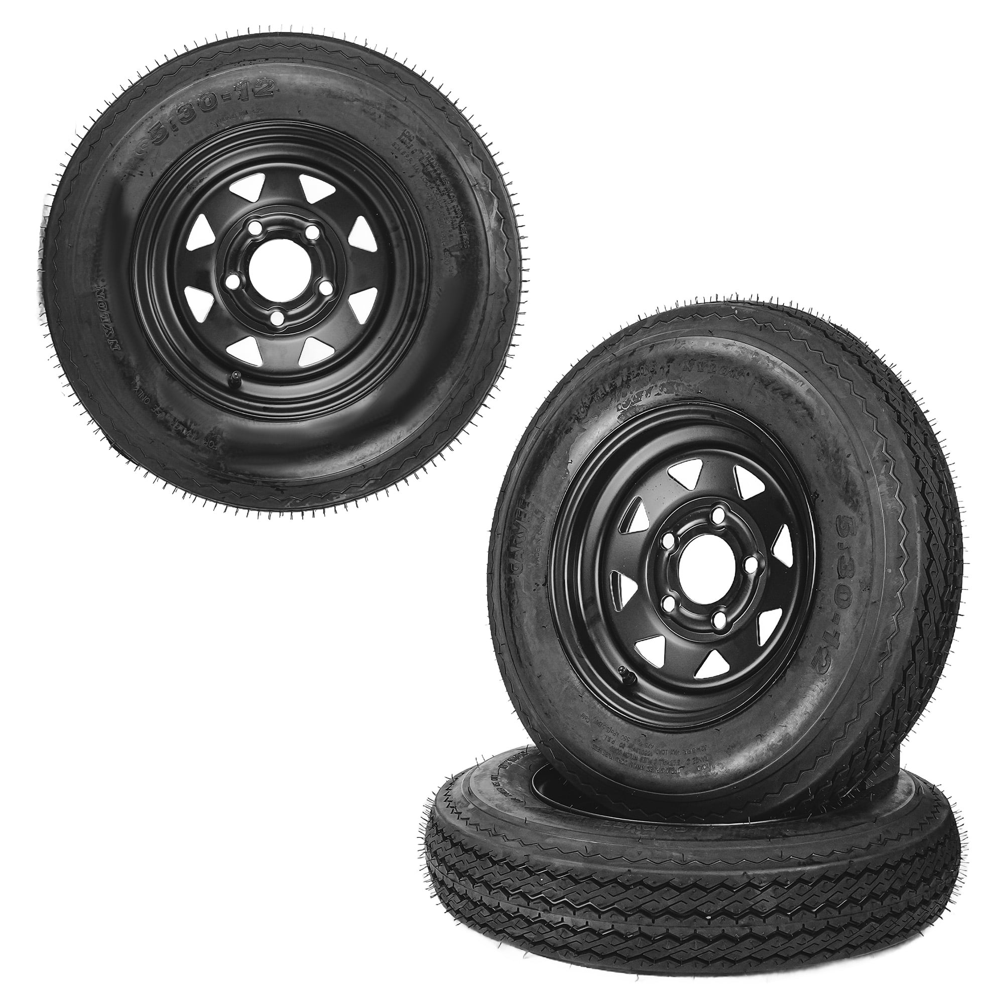 Heavy-Duty 2-Pack 5.30-12 (530-12 5.30x12 ) Trailer Tires on Rims with ...