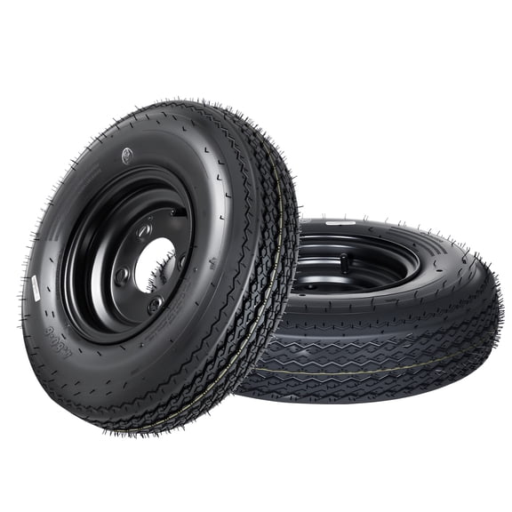 Heavy Duty 2-Pack Trailer Tires on 12" Rims - Sizes 4.80-12 & 5.30-12, 6PR Load Range C - Fits 4 or 5 Lug Utility, Boat Trailer Wheels - Spare Replacement for 4 on 4 & 5 on 4.5 PCD