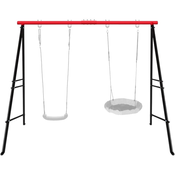 Heavy Duty 2-Seat Porch Swing Stand Frame, Metal A-Frame Free-Standing Swing Rack with Expansion Bolts for Yard Garden Patio & Indoor Yoga Hammock, 440lbs Capacity, Red