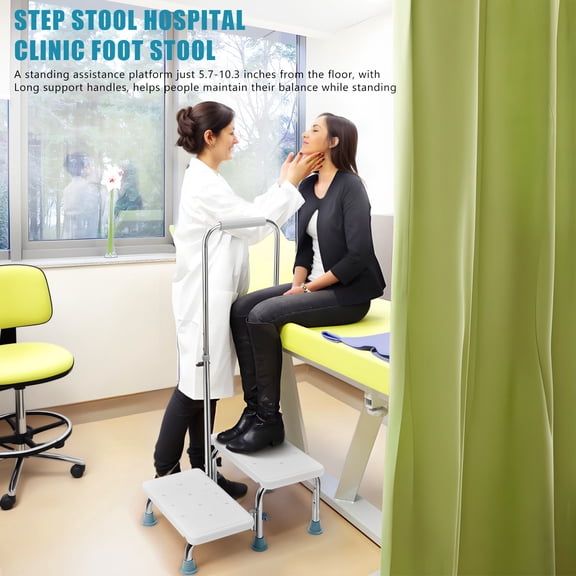 Heavy Duty 2-Step Bedside Step Stool, Portable Foot Stool for Adults & Seniors with High Beds
