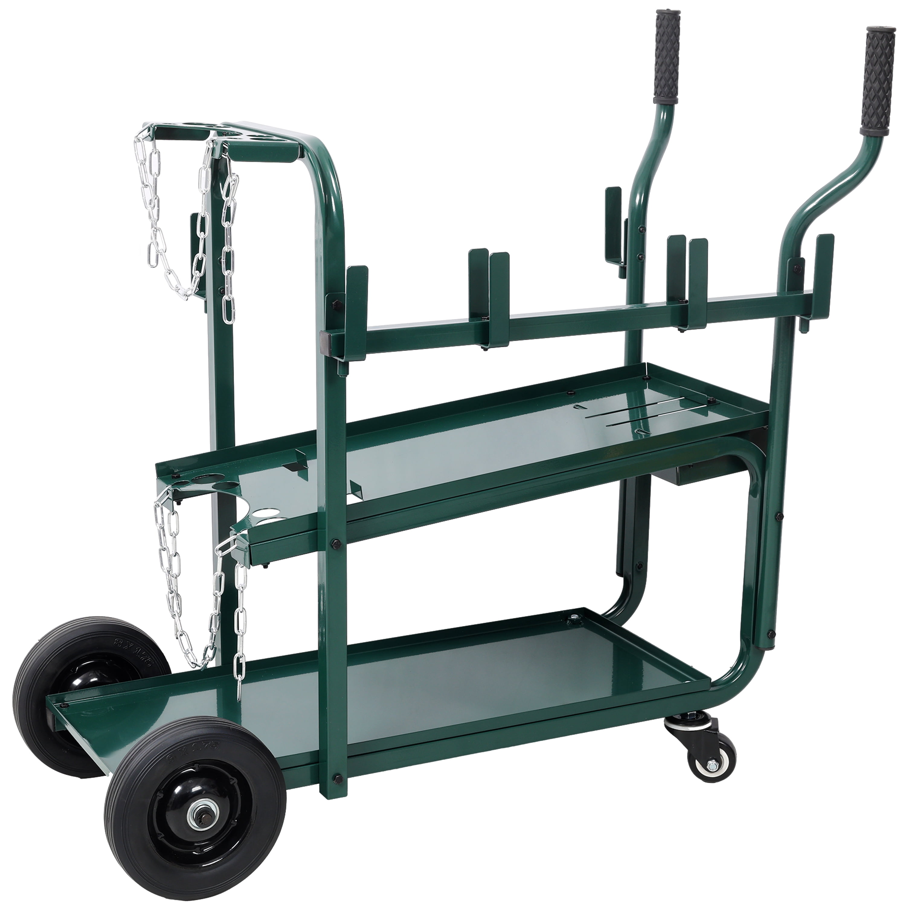 Heavy Duty 2-Tier Rolling Welding Cart Portable Welder Storage Trolley with Wheels for MIG TIG ARC Welder Plasma Cutter and Welding Accessories, Green