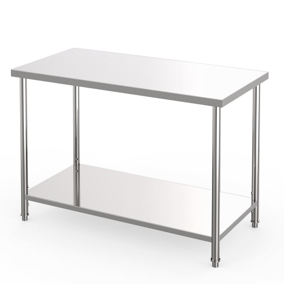 Heavy Duty 2-Tier Stainless Steel Commercial Prep Table  Adjustable Undershelf NSF Certified Durable Work Table for Restaurant Kitchen Garage 60x24x35 Inch