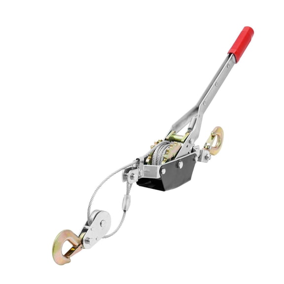 Heavy Duty 2 Ton 4409 lbs Pulling Capacity Come Along Winch with 12 ft Steel Cable 2 Hooks Dual Gears Automotive Hoist Cable Puller for Vehicle Rescue