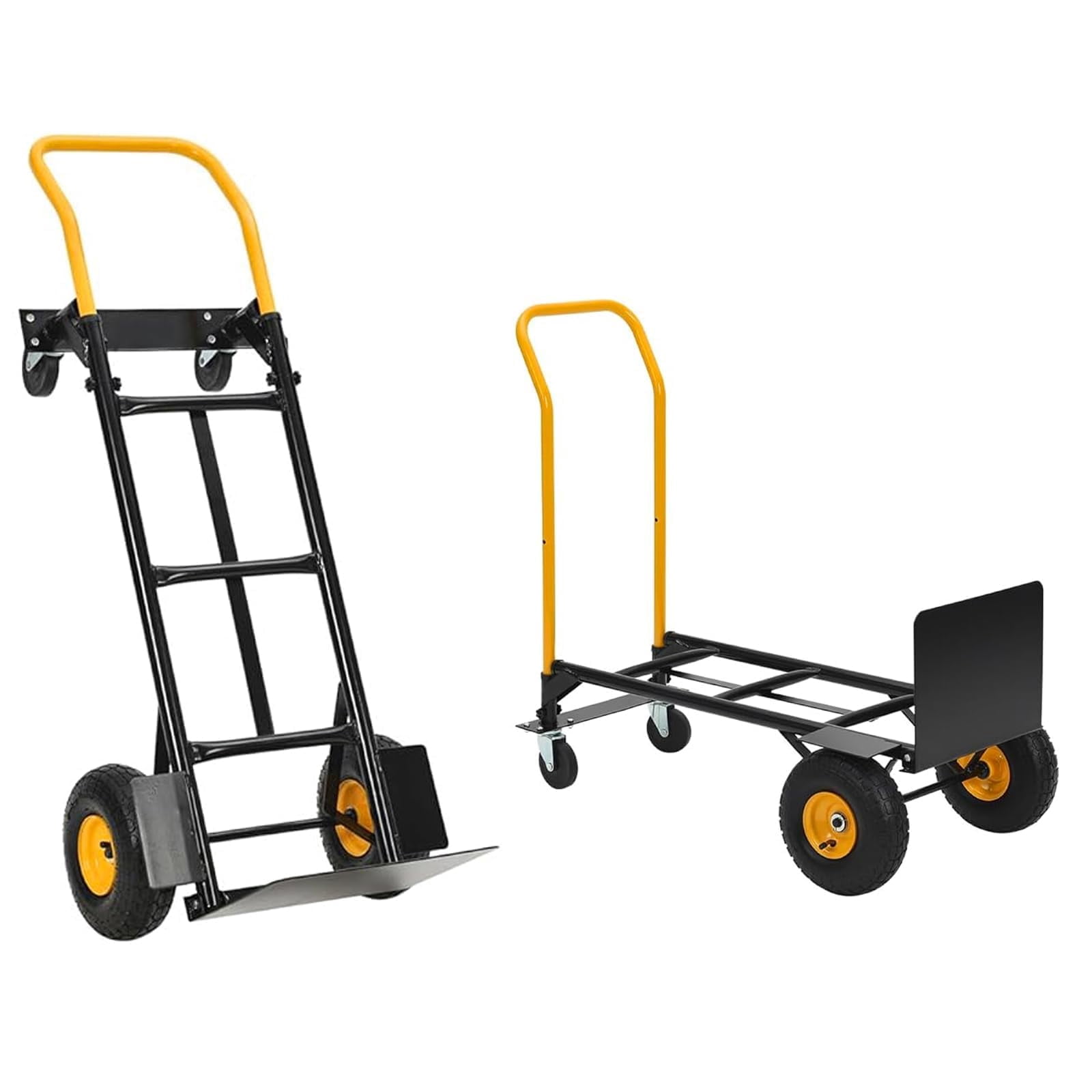 Heavy Duty 2-in-1 Folding Hand Truck Dolly, 800 lbs Capacity - Convertible Folding Platform Cart with 4 Wheels for Warehouse, Moving & Industrial Use