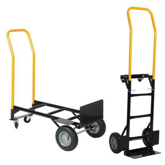 Heavy Duty 2-in-1 Hand Truck – 4 Wheel Push Cart, 330 lbs Capacity