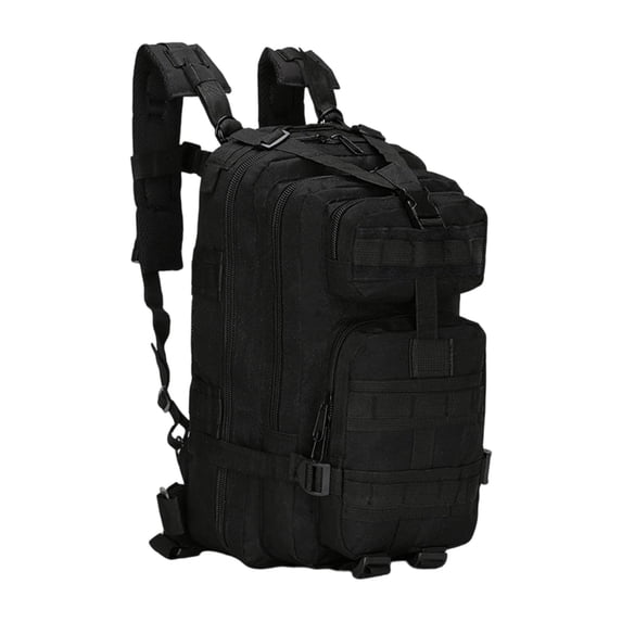 Heavy-Duty 20-25L Outdoor Hiking Backpack with Oxford Fabric and Multiple Compartments for Camping Travel and Outdoor Adventures, Black, 1 Pack