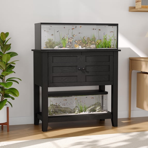 Heavy Duty 20-29 Gallon Aquarium Stand with Charging Station, Magnetic Doors
