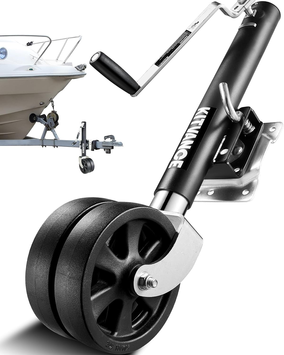 Marine Heavy Duty 2000 lbs Swivel Boat Trailer Jack, 8" Double Wheels