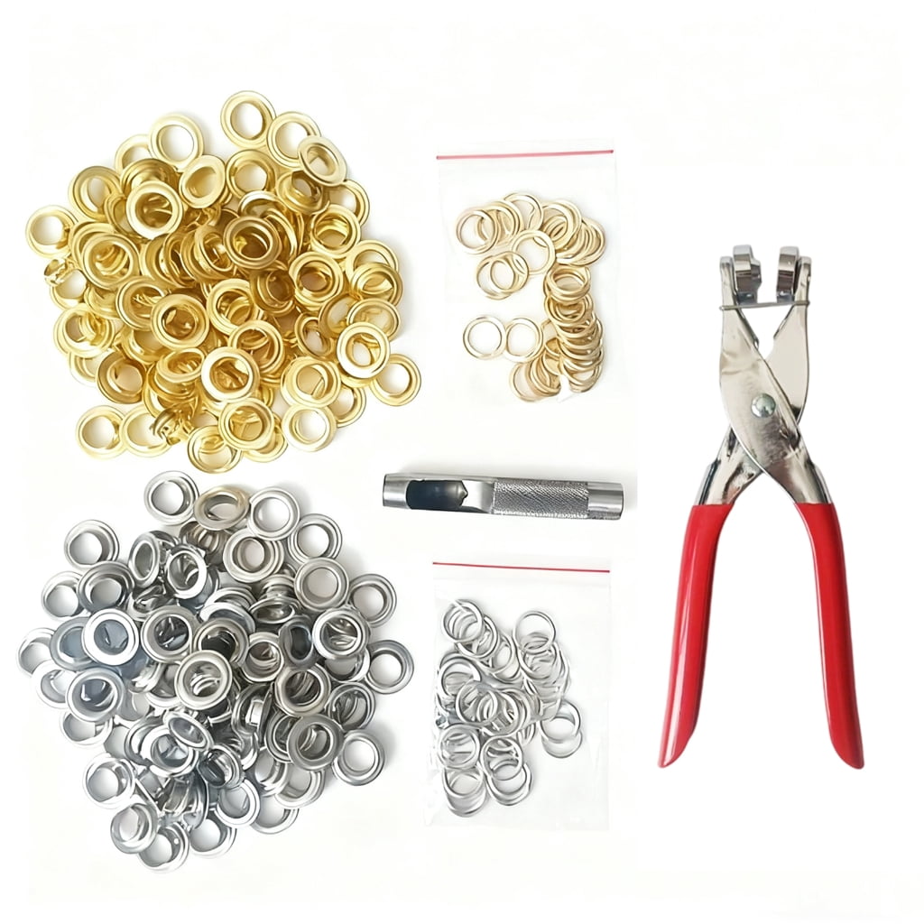 200 Piece 12mm Floral Eyelet Grommet Kit With Punch Pliers And Hole Punch Tool For Leather Fabric Crafting In Two Color