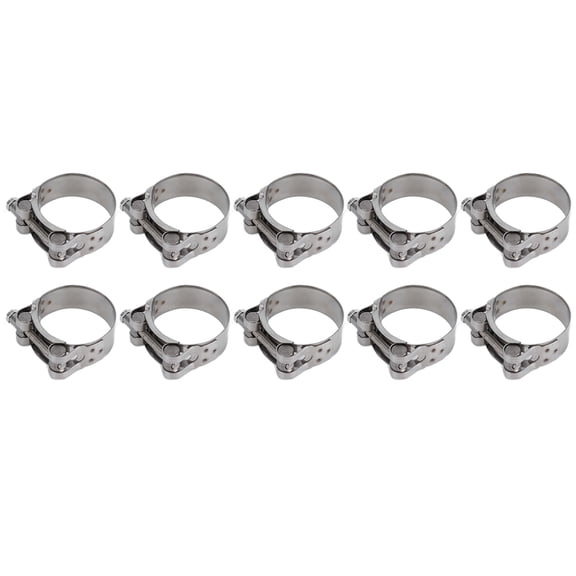 Heavy Duty 201 Stainless Steel Hose Clamp Reinforced Full Core Industrial Pipe Clamps Silver 40-43mm / 1.57-1.69 inches T-Bolt Tube Clip Assortment Kit for Automotive Plumbing 10 Pack