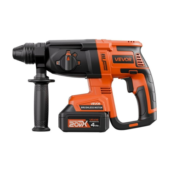 Heavy-Duty 20V Cordless Rotary Hammer Drill Kit, Brushless, SDS-Plus 1", 1200 RPM, 4-Function Operation