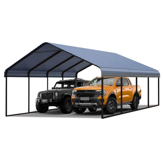 Heavy Duty 20x20 ft Steel Carport - Reinforced Frame All-Weather Protection for 2 Cars, Trucks, Boats, RVs ，Portable Garage Shelter for Yard, Backyard