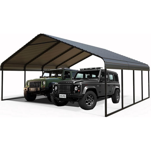 Heavy Duty 20x20 ft Steel Carport - Reinforced Frame All-Weather Protection for 2 Cars, Trucks, Boats, RVs ，Portable Garage Shelter for Yard, Backyard