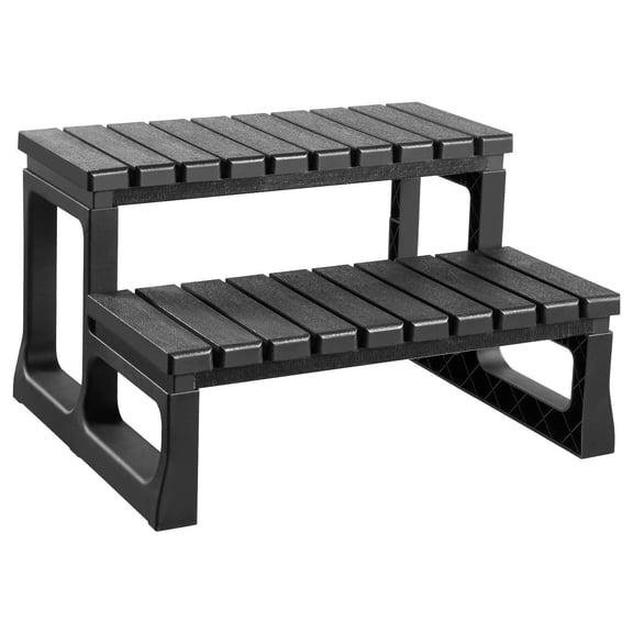 Heavy Duty 23.6 Inch Wide 2 Step Hot Tub Spa Stairs 320 lbs Weight Capacity PP Above Ground Inflatable Pool Ladder for Porch Patio Deck Campers Black