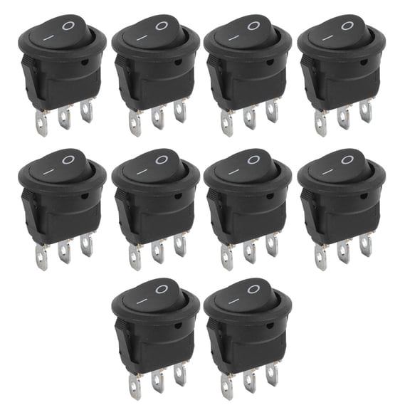Heavy Duty 23mm Mini Round Rocker Switches 3-Pin 2-Position Boat Control Switch Pack (10 inches / 25.4 cm)