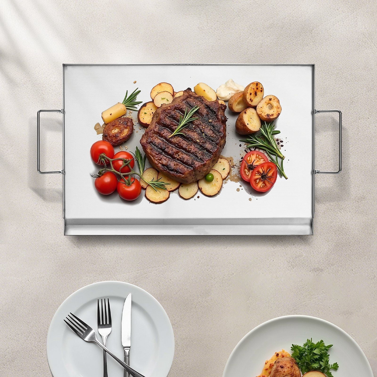Heavy-Duty 23x16 Flat Top Griddle – Stainless Steel Grill Pan for BBQ, Camping & Home Use